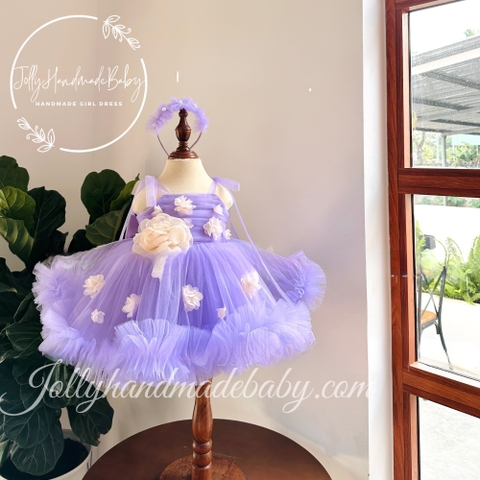 Lavender Flower Girl Dress with baby girl heaband | Boho Wedding Little Bridesmaid Dress | Baby Birthday Outfit | Toddler Tie Strap Dress