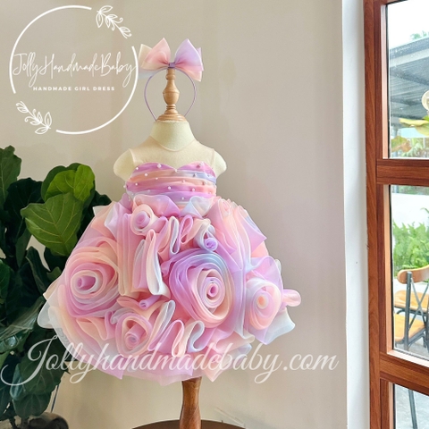 Flower girl dress | Pink rainbow flower girl dress | Lace and tulle flower girl dress | Toddler wedding dress | Baby girl dress | Tutu flower girl dress