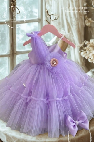 Lilac Baby Girl Tulle Dress Sleeveles Princess Dress Flower Girl Birthday Outfit Toddler Girl Dress Wedding Party Dress