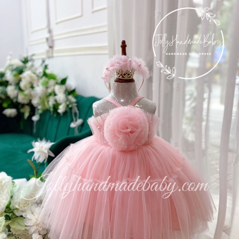 Pink Tulle Dress With Flower Front | Baby Girl Dress | Cute Girl Dress | Summer Girl Dress