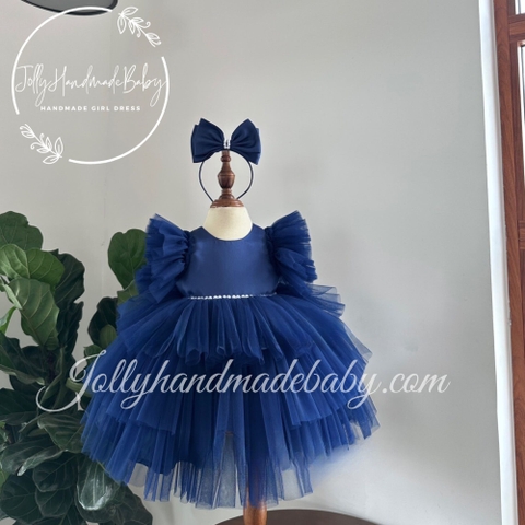 Royal Blue Tulle Dress | Tulle Baby Dress | Tulle Satin Dress For Baby Girl | 1st Birthday Outfit | Girl Toddler Clothes