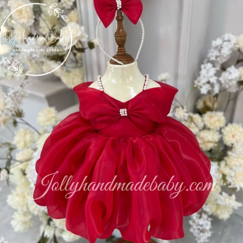 RED ORGANZA DRESS | Christmas Organza Baby Girl Dress | Christmas Party Wear | Personalized Infant Girl Red Tulle Dress | Gift For Christmas