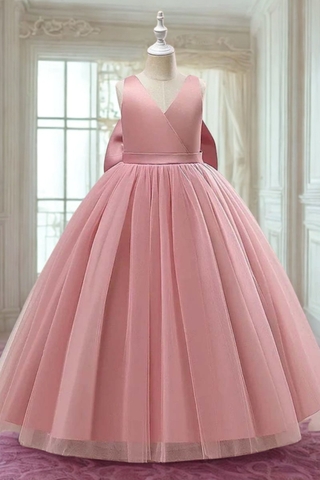 Dusty Rose Bridesmaid dress, Toddler Dress, Vintage Satin Wedding Party Dress, Custom Size