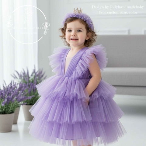 Handmade Lavender Tulle Flower Girl Dress: Special Occasion Gown