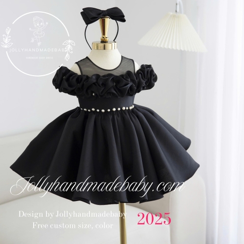 Black Rose Tutu Dress, Toddler Dress, Pink Sun Dress, Pink Pageant Dressandmade Baby Dress - 2nd birthday dress - Custom Size And Color You Love