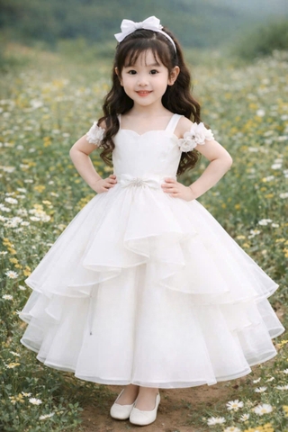 White Flower Girl Dress, Baby Tutu Dress, Toddler Birthday Dress, Handmade Baby Girl Dress, Princess Tulle Dress