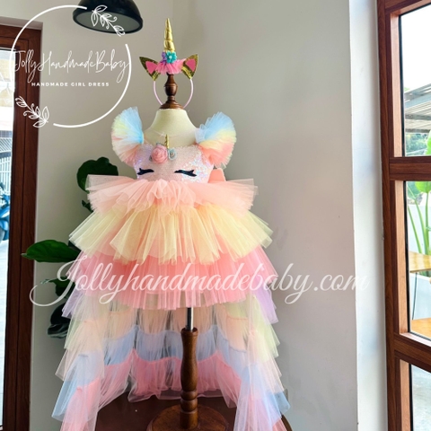 Rainbow Girl Tulle Dress | Baby Girl Birthday Dress | Cute Girl Dress With Headband