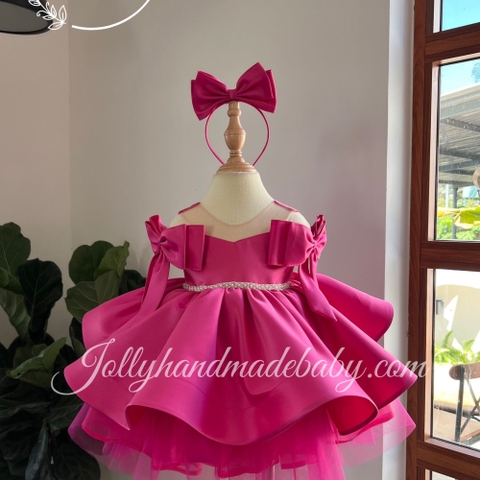 Fluffy Tutu Dress with Headband | Hot Pink Satin Dress | Rejoice on Your Special Day