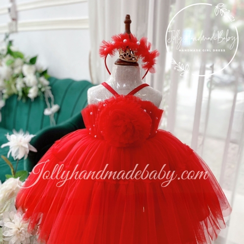 Red Tulle Dress With Flower Front | Baby Girl Dress | Cute Girl Dress | Summer Girl Dress