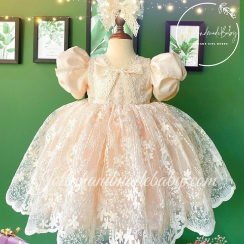 IVORY LACE DRESS | Fluffy Tulle Baby Dress | Birthday Wear Outfit | Gift For Baby Girls | Short Sleeve Dress