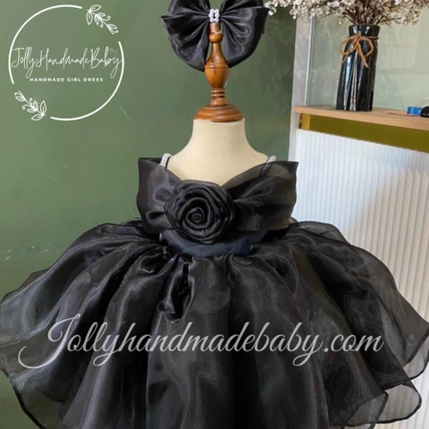 Girls Flower Fluffy Dress | Black Baby Organza Dress | Celebrating Your Girl’s Special Day
