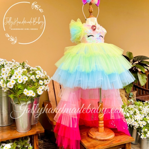 Rainbow Girl Tulle Dress | Baby Girl Birthday Dress | Cute Girl Dress With Headband