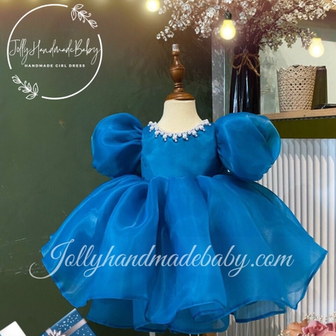 Blue Baby Girl Dress | Birthday Girl Dress | Girl Occasion Dress | Handmade Organza Dress