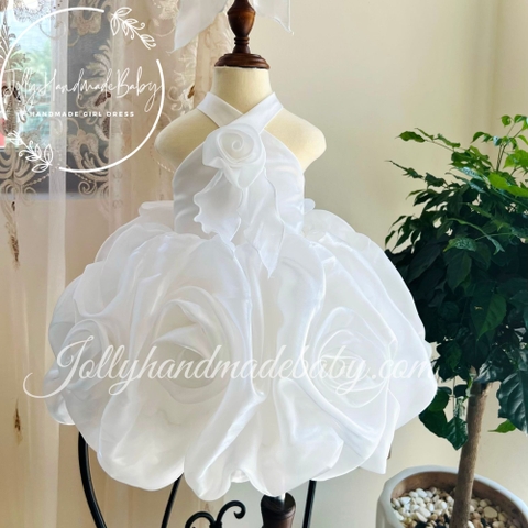 Exclusive Organza with White Cross Front Knit Top | Floral Midi Dress for Baby Girl