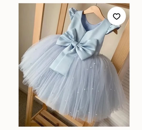 Elegant Blue Tulle Girl Dress | Birthday Tulle Girl Dress | Baby Girl Tulle Dress