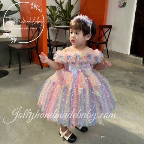 Girl Rainbow Dress Baby Girl Colorful Birthday Party Dress Toddler For –  marryshe