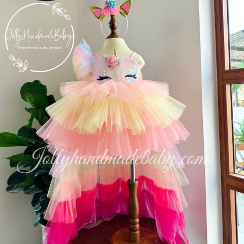Rainbow Girl Tulle Dress | Baby Girl Birthday Dress | Cute Girl Dress With Headband