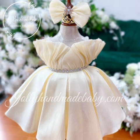 Ivory Organza DRESS | Lilac Flower Baby Dress | Party Wear Outfit For Baby Girl | Satin Dress With Bow | Personalized Baby Girl Clothes