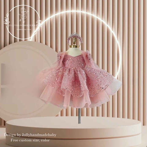Dusty Rose Sequin Girl Dress - Birthday Baby Dress - Princess Dress Baby - Tulle Dress Girls - Custom Size And Color You Love