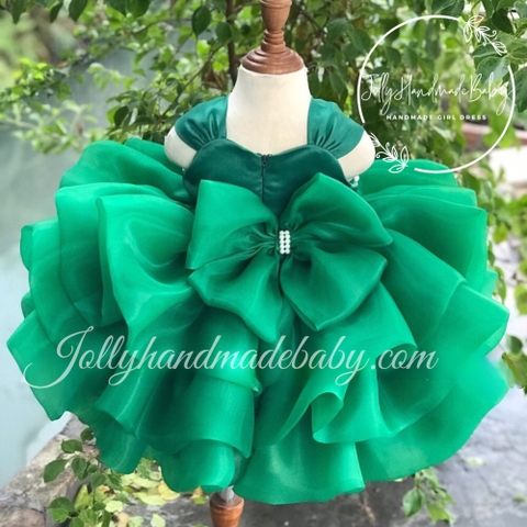 GREEN TUTU DRESS | Organza Dress For Baby Girl | Christmas Infant Girl Party Fluffy Dress | Custom Size Cute Toddler Girl Birthday Dress