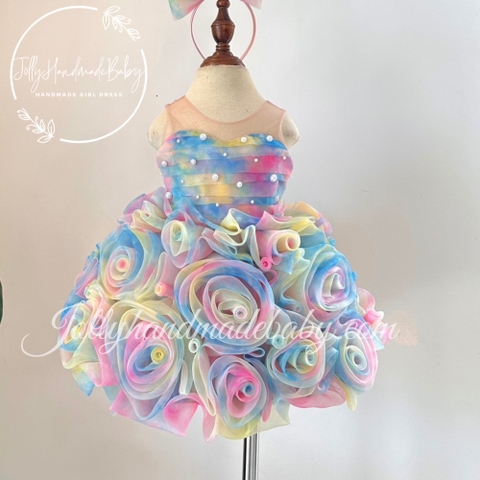 Flower girl dress | Blue rainbow flower girl dress | Lace and tulle flower girl dress | Toddler wedding dress | Baby girl dress | Tutu flower girl dress