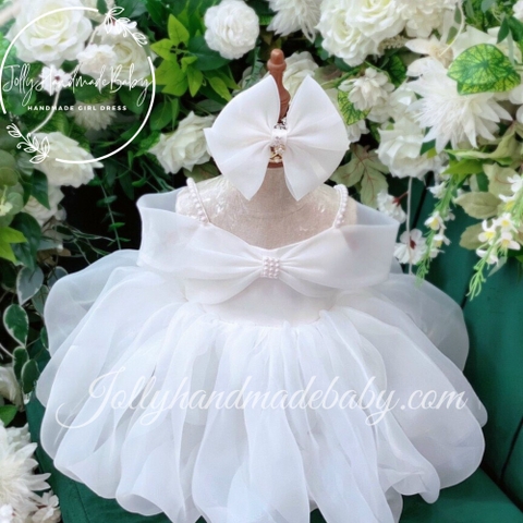 WHITE ORGANZA DRESS | White Organza Baby Girl Dress | Personalized Infant Girl White Tulle Dress | Gift For Christmas