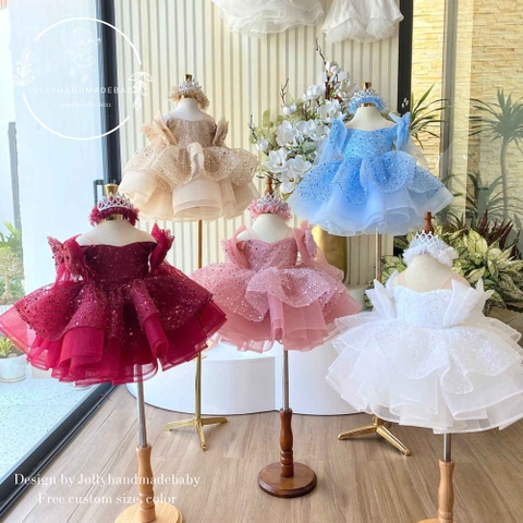 Custom Color Sequin Girl Dress - Birthday Baby Dress - Princess Dress Baby - Tulle Dress Girls - Custom Size And Color You Love