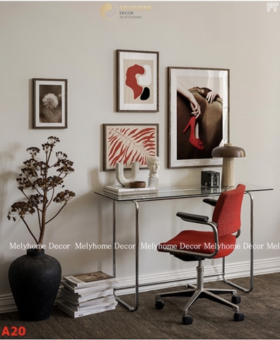 Bộ 4 Tranh Treo Tường Tráng gương/Canvas Giày Cao Gót Đỏ Thời Trang Matisse Trừu Tượng - 11