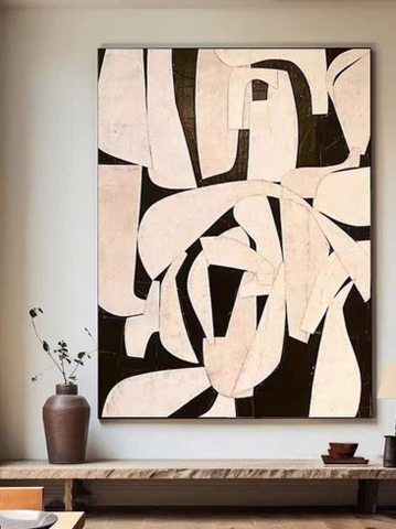 Tranh Nâu Cafe Xám Be Trừu Tượng Boho Minimalist Wabi Sabi Nhật Bản Tối Giản Đơn Dọc Treo Tường Tráng Gương / Canvas Cao Cấp Trang trí