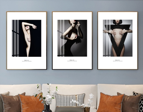 Bộ 3 Tranh Treo Tường Tráng Gương / Canvas Cô Gái Sexy Quyến Rũ - MELYHOME- 3
