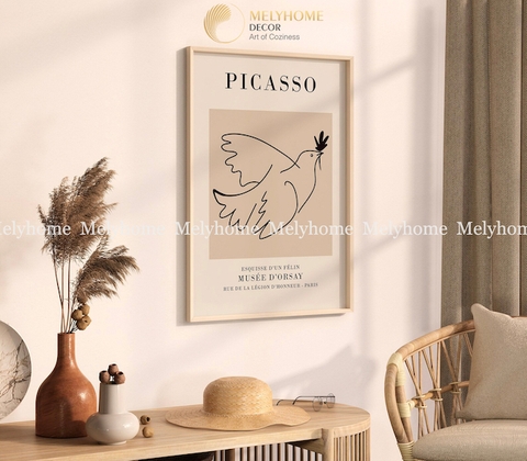 Tranh Đơn Dọc Treo Tường Tráng Gương / Canvas Cao Cấp Danh Hoạ Picasso Trừu tượng Nghệ thuật H237