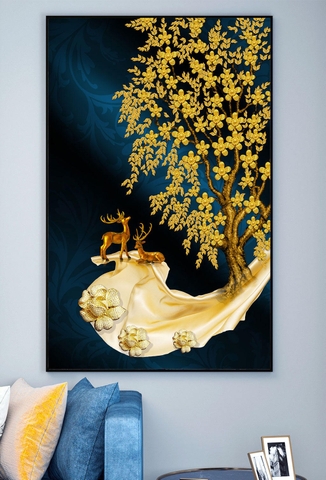 Tranh Đơn Treo Tường Tráng gương/Canvas Treo Hành Lang Phòng Khách Hươu Nai - MELYHOME- 7