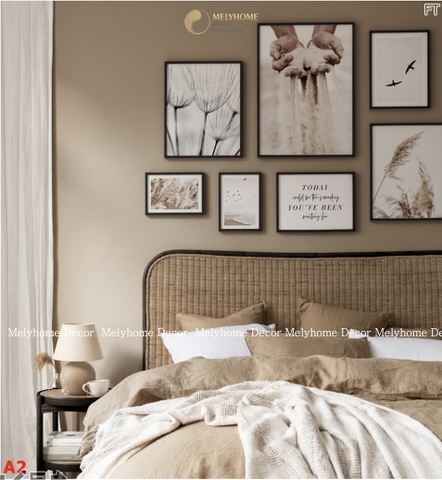 Bộ 7 Tranh Treo Tường Tráng gương/Canvas Cát Hoa Bồ Công Anh Cỏ Lau Trừu Tượng Trang Trí Resort - 26