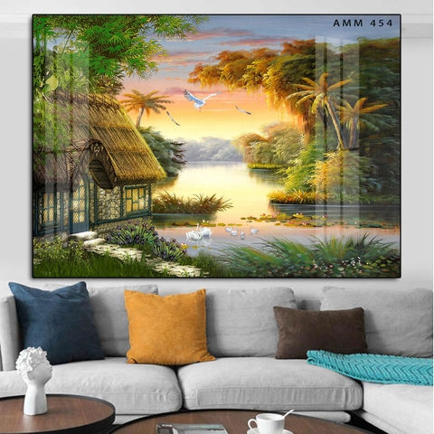 Tranh treo tường đơn ngang đồng quê Việt Nam - tỷ lệ 2:3-4