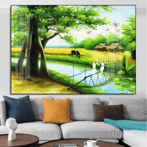 Tranh treo tường đơn ngang đồng quê Việt Nam - tỷ lệ 2:3-2