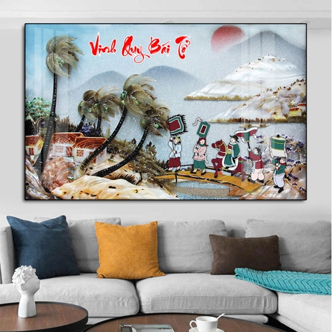 Tranh treo tường đơn ngang Vinh Quy Bái Tổ Dân Gian - tỷ lệ 2:3-1