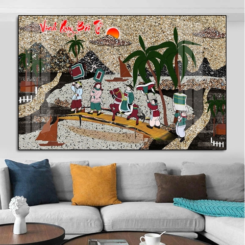 Tranh treo tường đơn ngang Vinh Quy Bái Tổ Dân Gian - tỷ lệ 2:3-2