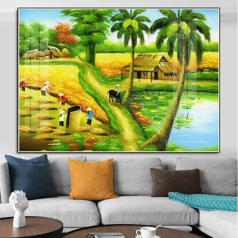 Tranh treo tường đơn ngang đồng quê Việt Nam - tỷ lệ 2:3-3