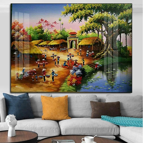 Tranh treo tường đơn ngang đồng quê Việt Nam - tỷ lệ 2:3-5