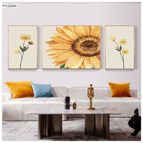 Bộ 3 Tranh Treo Tường Tráng gương / Canvas Cao Cấp - Hoa & Trừu Tượng -Kiểu mới- 4668-2