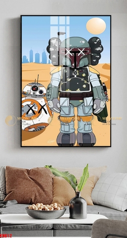 Tranh treo tường đơn dọc canvas Tráng gương gấu bearbrick kaws (tỷ lệ 2:3) -1