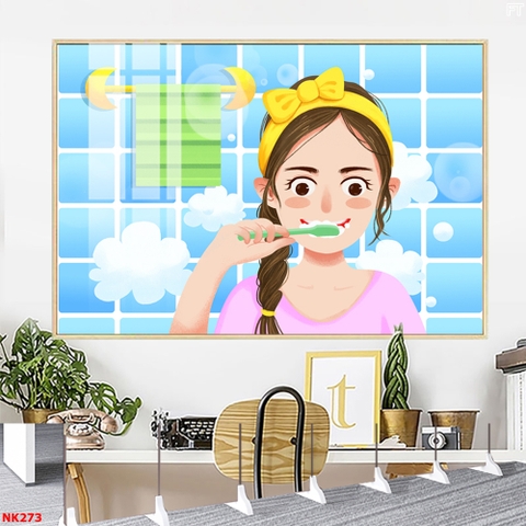 Tranh treo tường đơn Tráng gương Cao Cấp Phòng Khám Nha Khoa Nhi-Giáo dục Trẻ Em Chăm sóc Răng Miệng Dễ Thương  tỷ lệ 2:3 -24