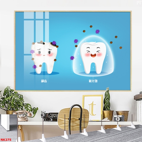 Tranh treo tường đơn Tráng gương Cao Cấp Phòng Khám Nha Khoa Nhi-Giáo dục Trẻ Em Chăm sóc Răng Miệng Dễ Thương  tỷ lệ 2:3 -25