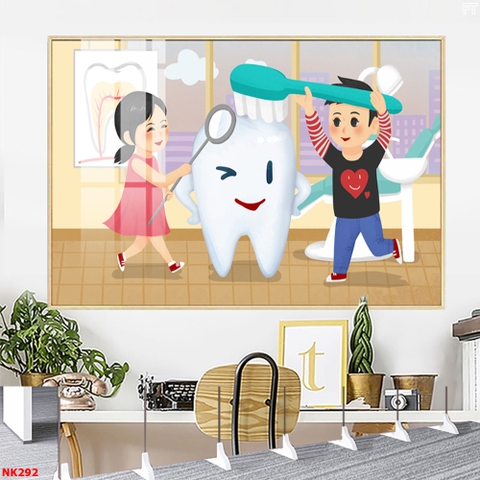 Tranh treo tường đơn Tráng gương Cao Cấp Phòng Khám Nha Khoa Nhi-Giáo dục Trẻ Em Chăm sóc Răng Miệng Dễ Thương  tỷ lệ 2:3 -29