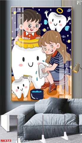 Tranh treo tường đơn Tráng gương Cao Cấp Phòng Khám Nha Khoa Nhi-Giáo dục Trẻ Em Chăm sóc Răng Miệng Dễ Thương  tỷ lệ 2:3 -32