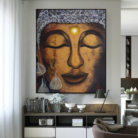 Tranh treo tường đơn dọc canvas Tráng gương phật giáo (tỷ lệ 2:3) -4