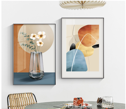 Bộ 2 Tranh Treo tường Tráng Gương / Canvas Bình Hoa và Trừu Tượng - 6