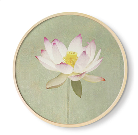 Tranh Tròn Bán Nguyệt Hoa Sen Tráng gương Pha Lê Cao Cấp - HST1