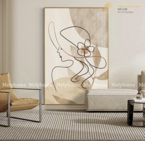 Tranh Đơn Dọc Treo Tường Tráng Gương / Canvas Cao Cấp Cô Gái Trừu Tượng Tối Giản Boho Minimalism CGDN231- MELYHOME