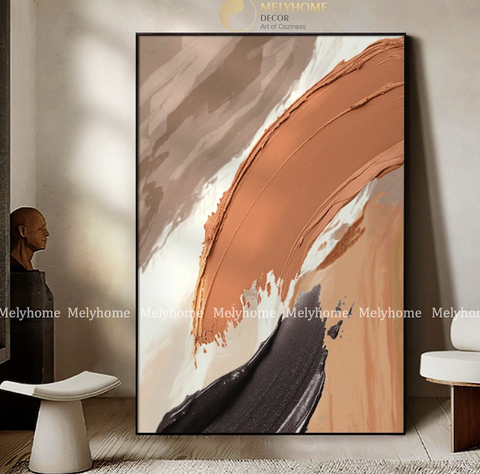 Tranh Đơn Dọc Treo Tường Tráng Gương / Canvas Cao Cấp Trừu Tượng Phong Cách Sơn Dầu Tối Giản TTDN238- MELYHOME
